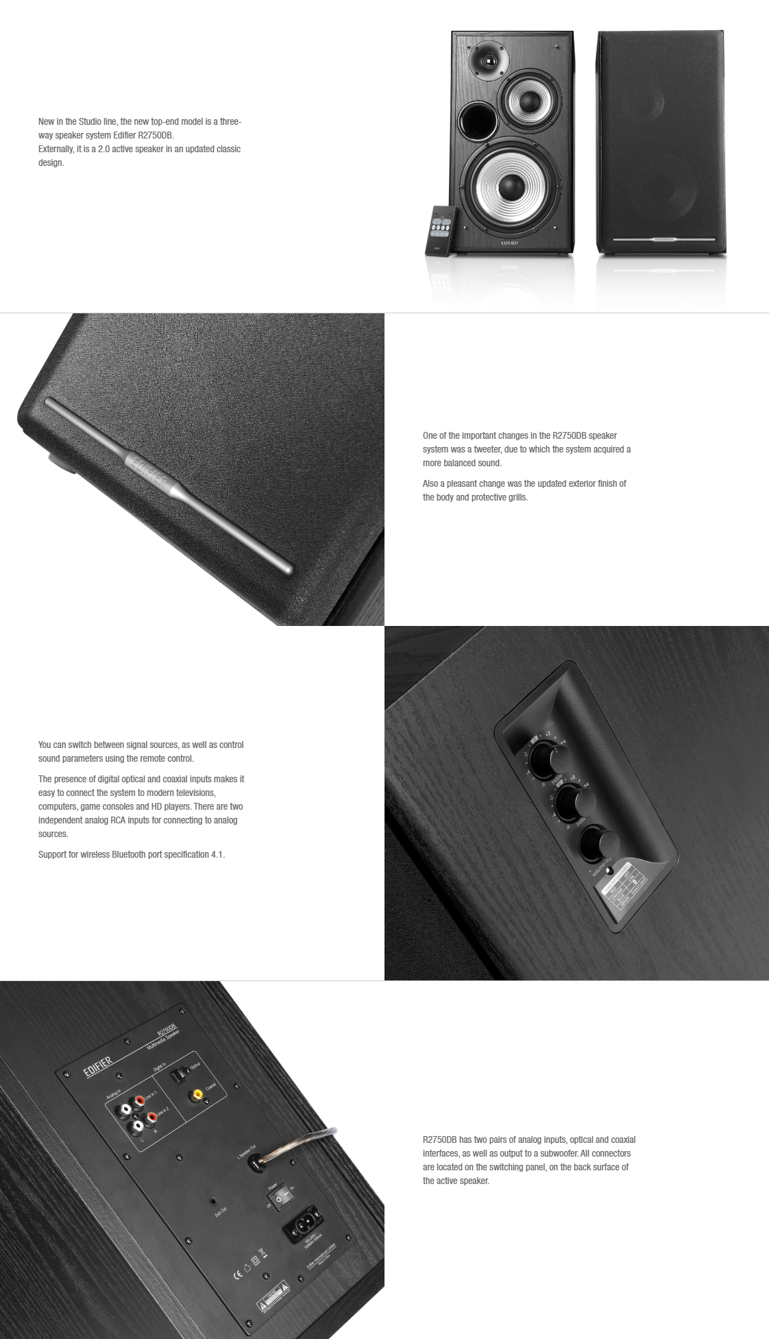 Edifier Actieve Studio R2750DB 2.0 Boxen | Bluetooth, Zwart | Krachtig Geluid Met Optische Ingang