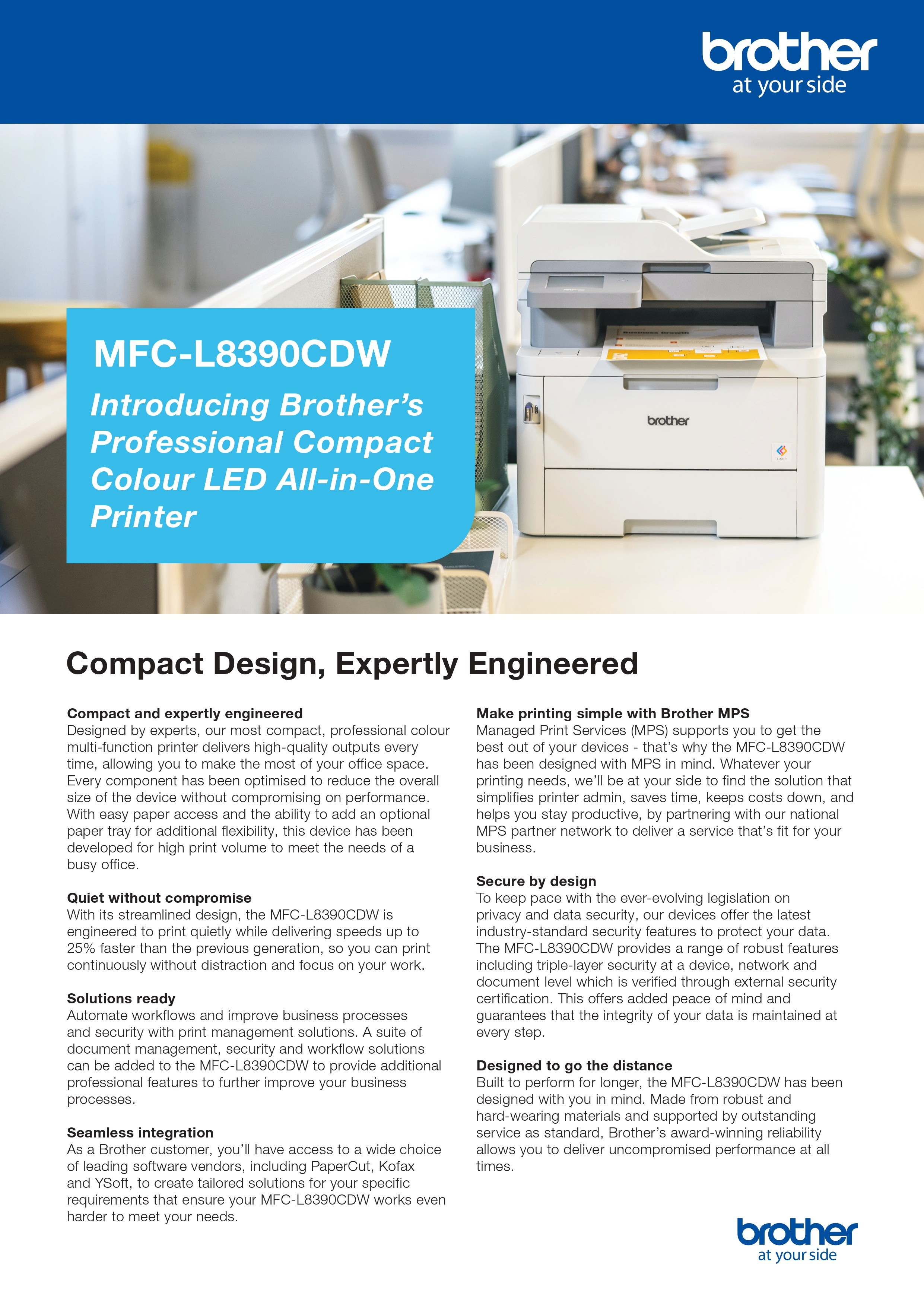 MFC-L8390CDW *NEW*Compact Colour Laser Multi-Function Centre -  Print/Scan/Copy/FAX with Print speeds of Up to 30 ppm, 2-Sided Printing  Scanning