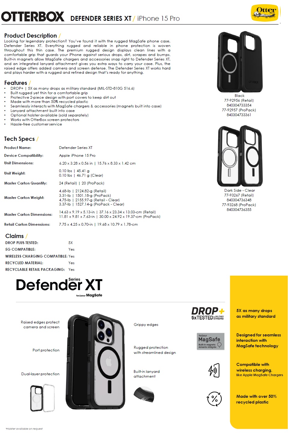 Otterbox - Defender Pro Xt Magsafe Case For Apple Iphone 15 Pro