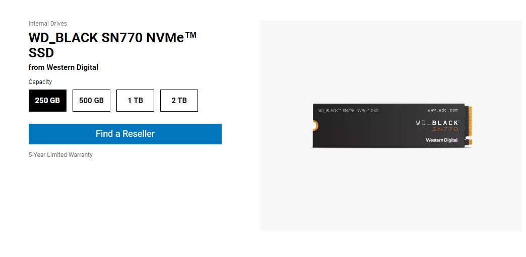 WD BLACK SN770 1TB NVMe M.2 GEN4 INTERNAL SSD